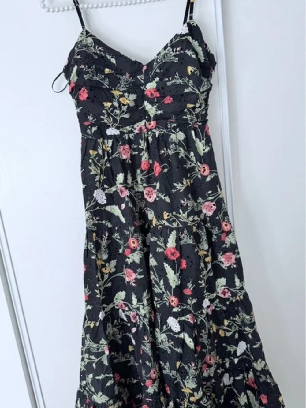 Black Floral Maxi Dress with Spaghetti Straps